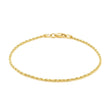 Solid Diamond-Cut Rope Chain Bracelet in 14K White or Yellow Gold | 1.60mm