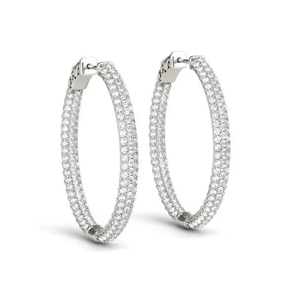 Diamond Hoop Double Sided Earrings | 14K Gold Earrings DEEVE