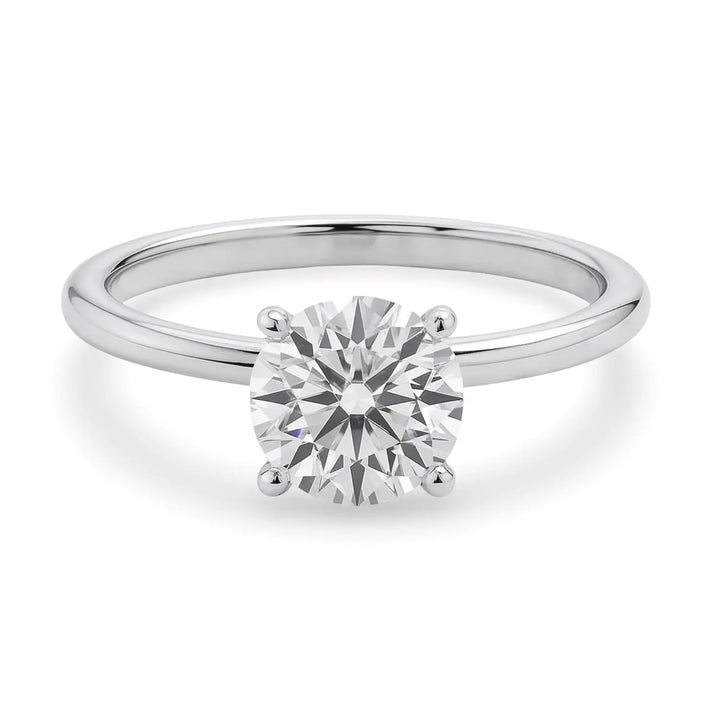 1.50ct Round Cut Lab Grown Diamond Ring in 14K White Gold | G-VS1 Rings DEEVE