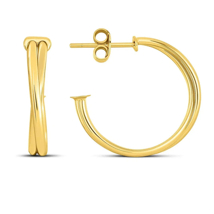 Large Crossover Hoops | 14K Gold Hoop Earrings DEEVE