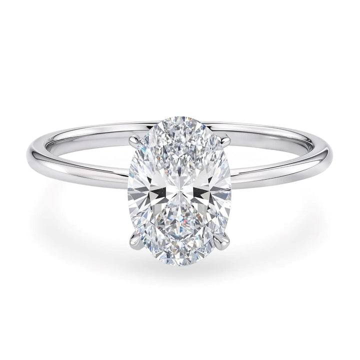 1.50ct Oval Cut Lab Grown Diamond Ring in 14K White Gold | G-VS1 Rings DEEVE