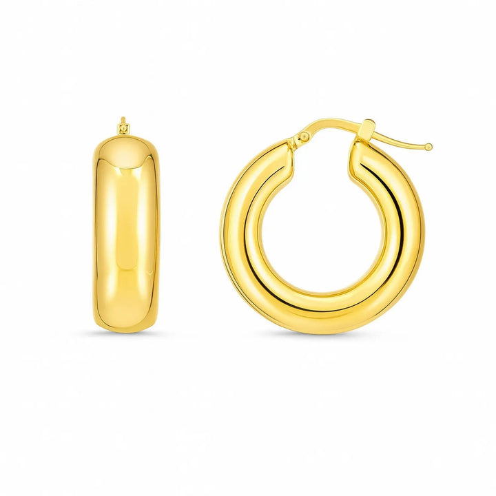 Medium Puffy Hoops | 14K Gold Hoop Earrings DEEVE