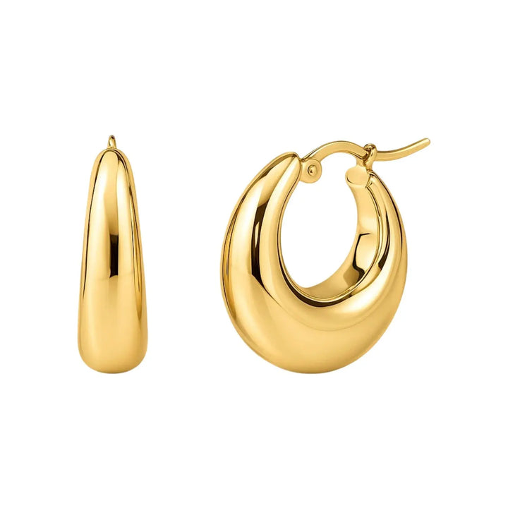 Medium Tapered Hoop Earrings | 14K Gold Hoop Earrings DEEVE