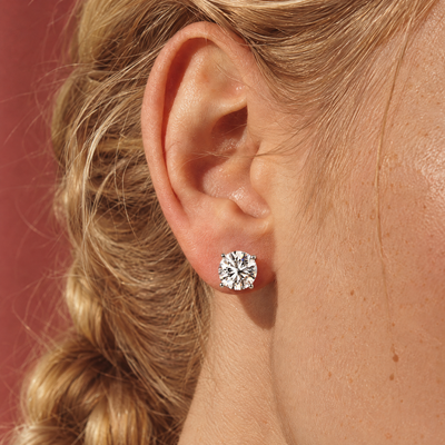 4 Carat Lab Grown Diamond Stud Earrings in 14K Gold