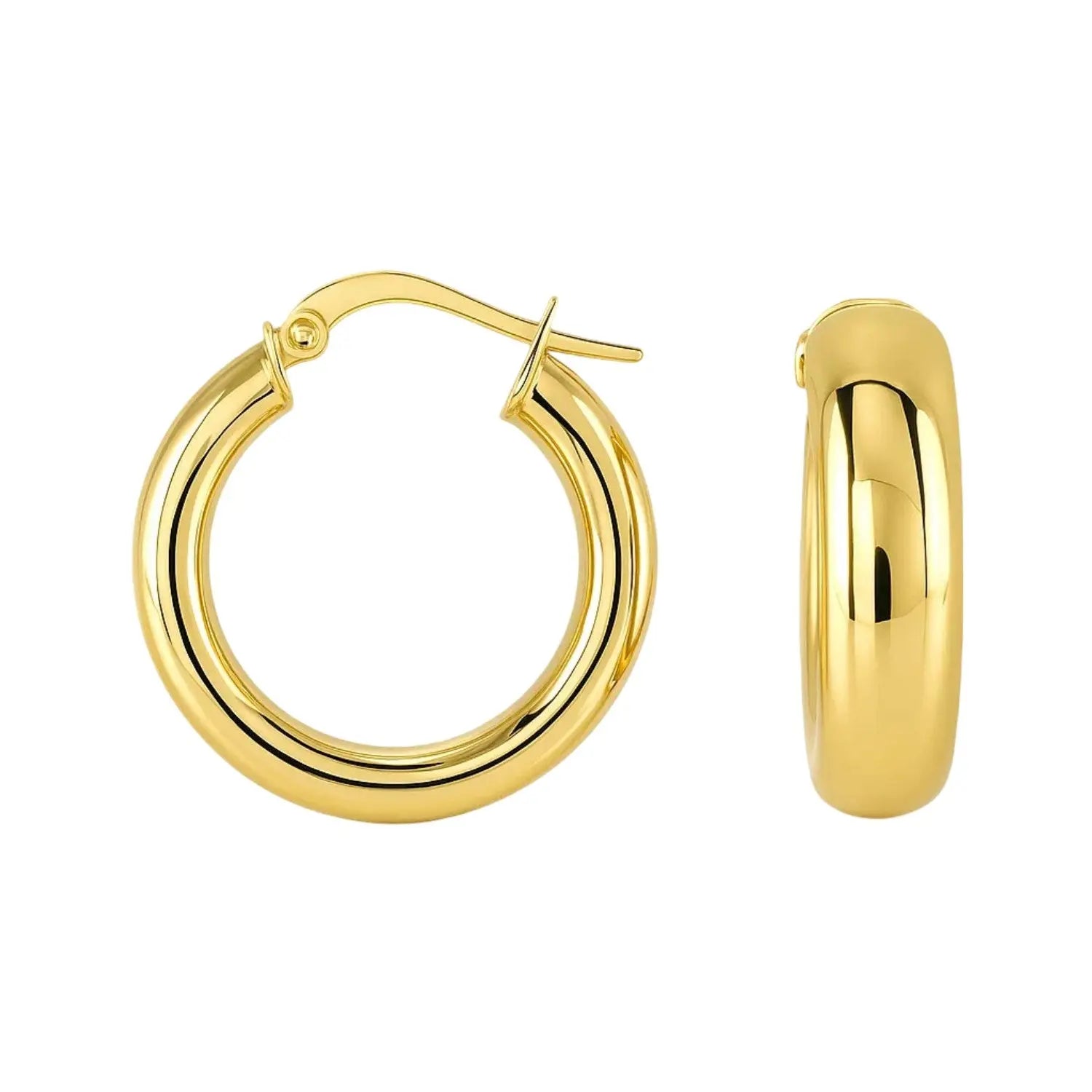 Wide Medium Hoop Earrings Snap Lock | 14K Gold  Hoop Earrings DEEVE