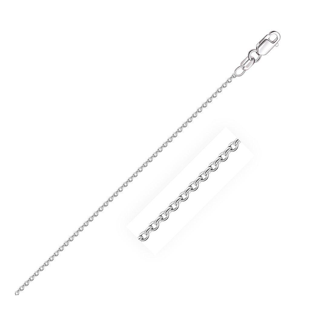 Round Cable Link Chain in 18K White Gold, 1.50mm