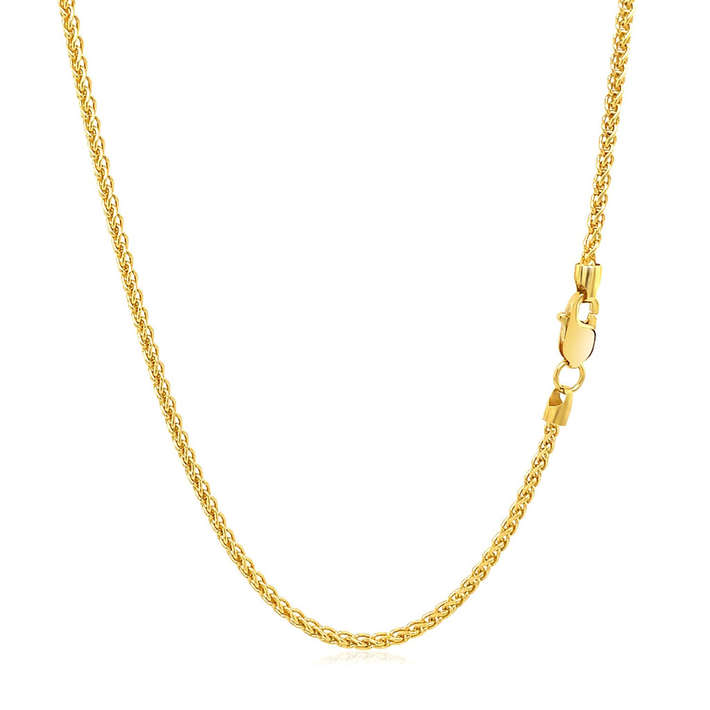 Wheat chain in 14K yellow gold with the lobster clasp at the side