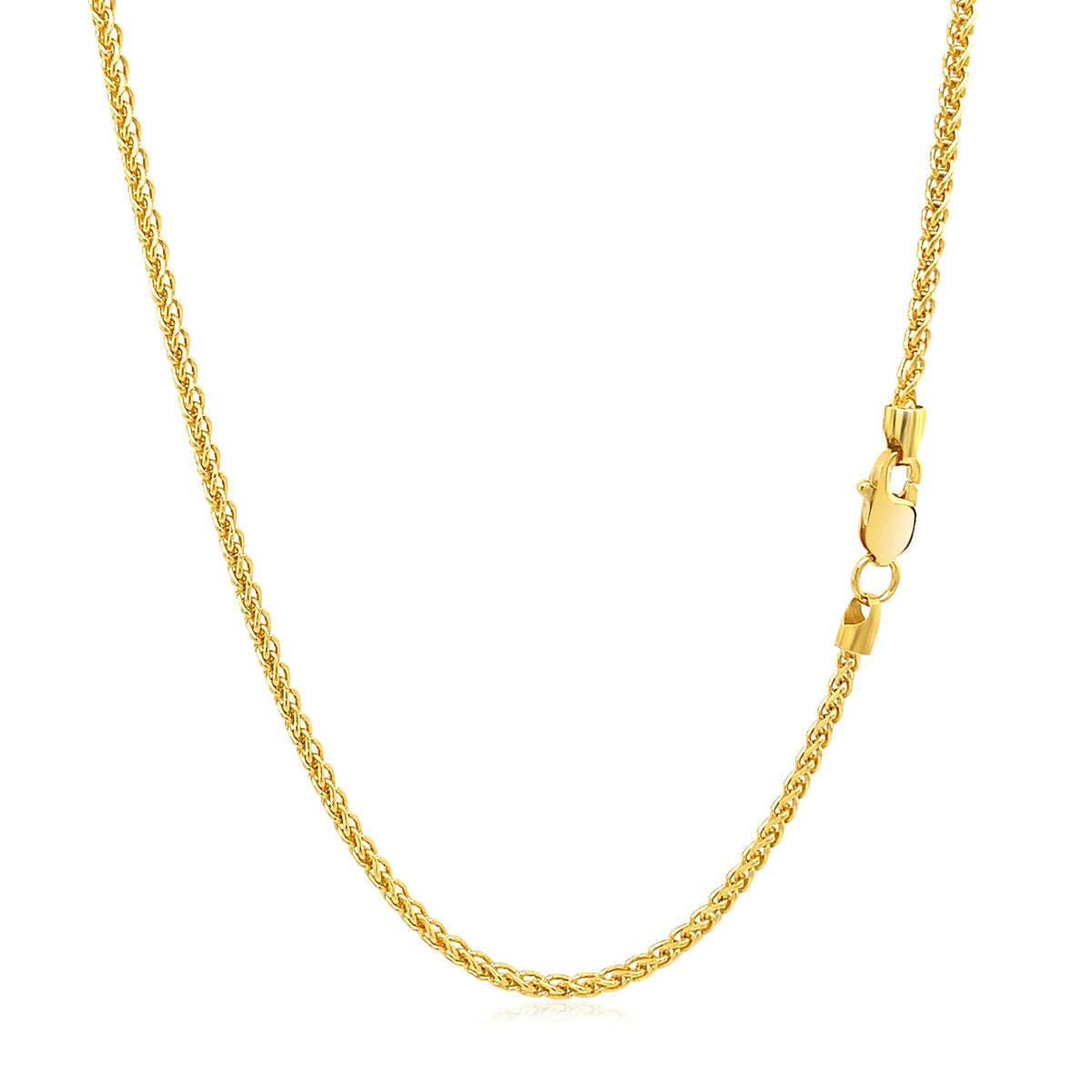 Wheat chain in 14K yellow gold with the lobster clasp at the side