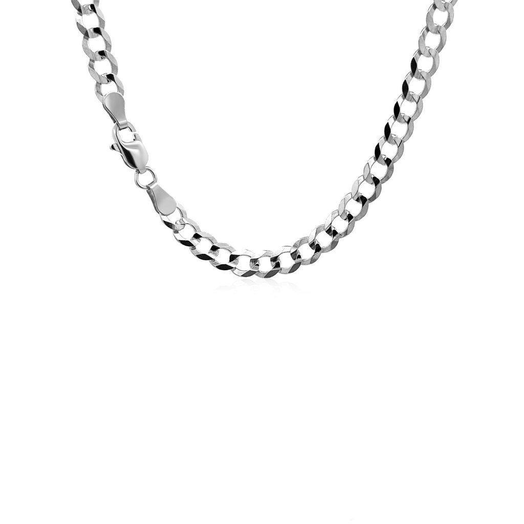 Curb chain in 14K white gold with the lobster clasp at the side
