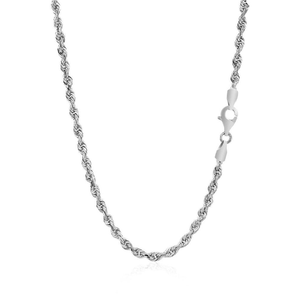 Rope chain in 14K white gold with the lobster clasp at the side