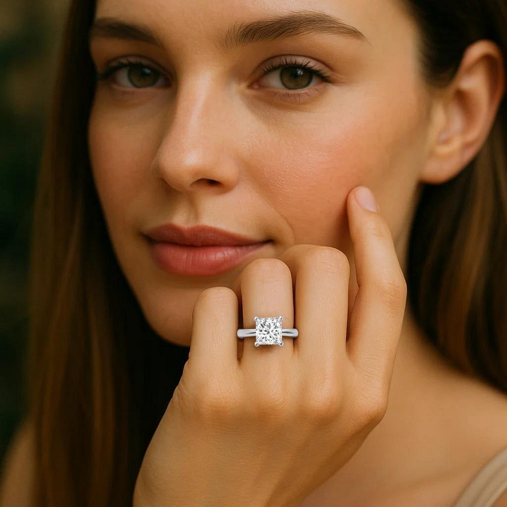 5ct Princess Lab Grown Diamond Ring | 14K Gold