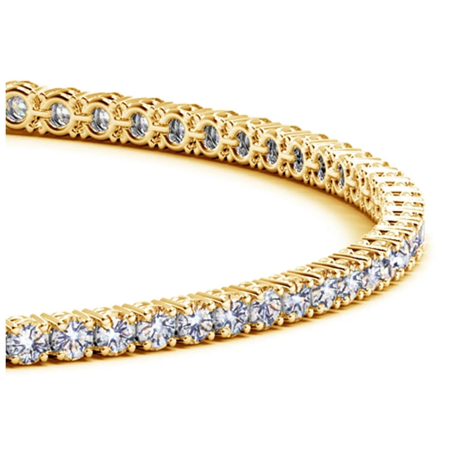 Side profile of 2.00 ct lab-grown diamond tennis bracelet in 14K Solid Gold, box clasp — DEEVE
