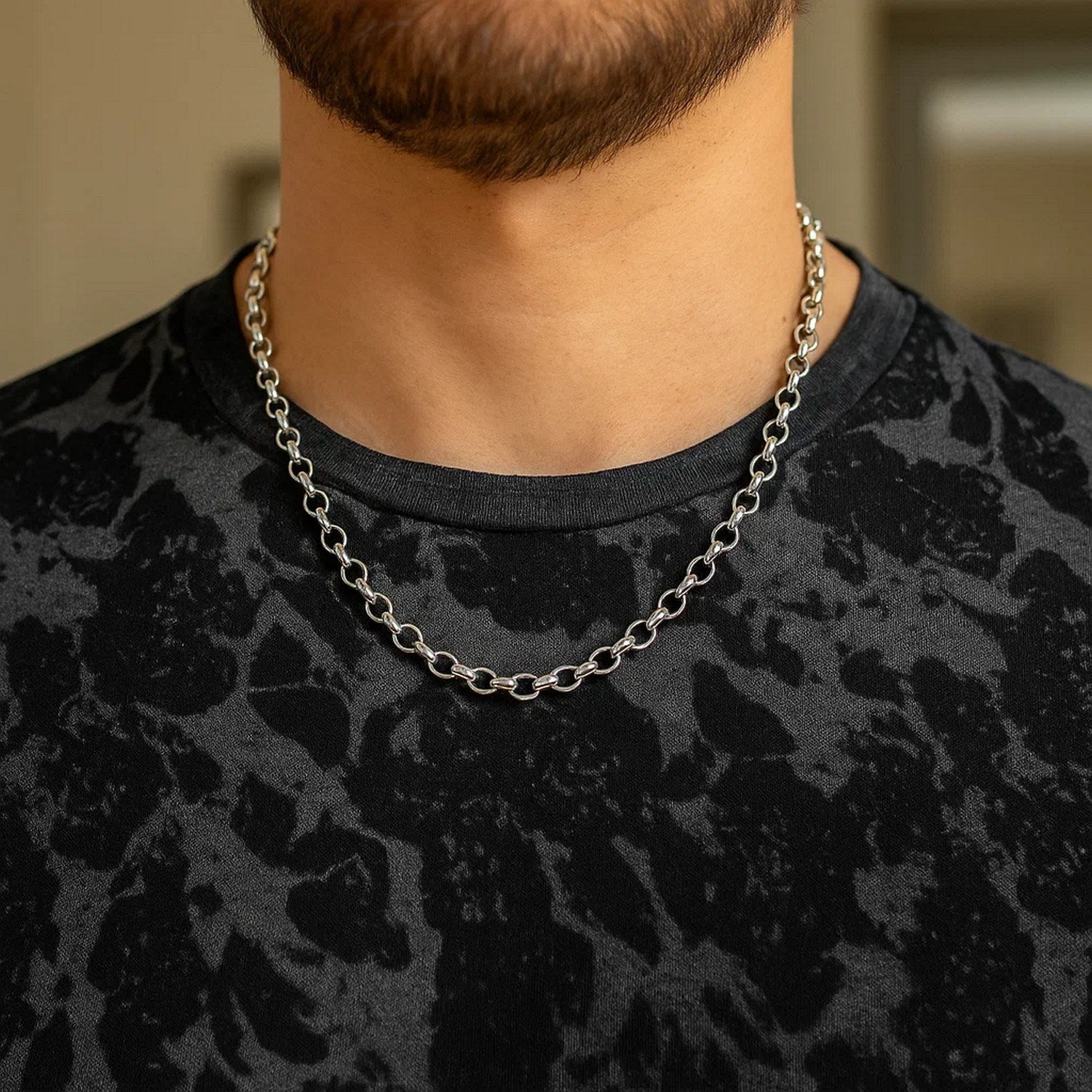 Oval Rolo Chain Necklace in 14K White Gold | 4.60mm