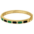 Onyx and Malachite Art Deco Bangle in 14K Yellow Gold | 6mm
