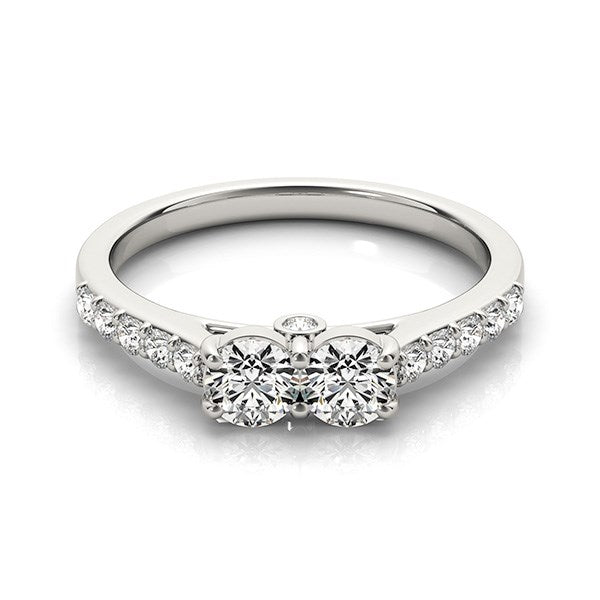 Two Stone Side-by-Side Diamond Ring in 14K White Gold