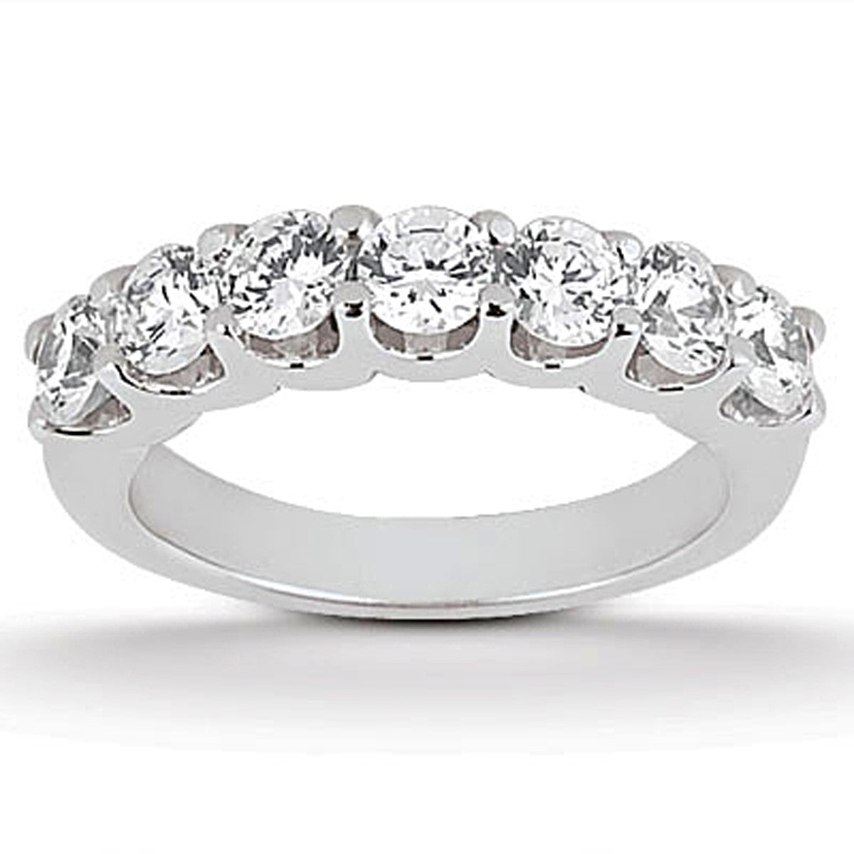 Seven Stone Scalloped Diamond Wedding Band in 14K White Gold | 1.05 Ct