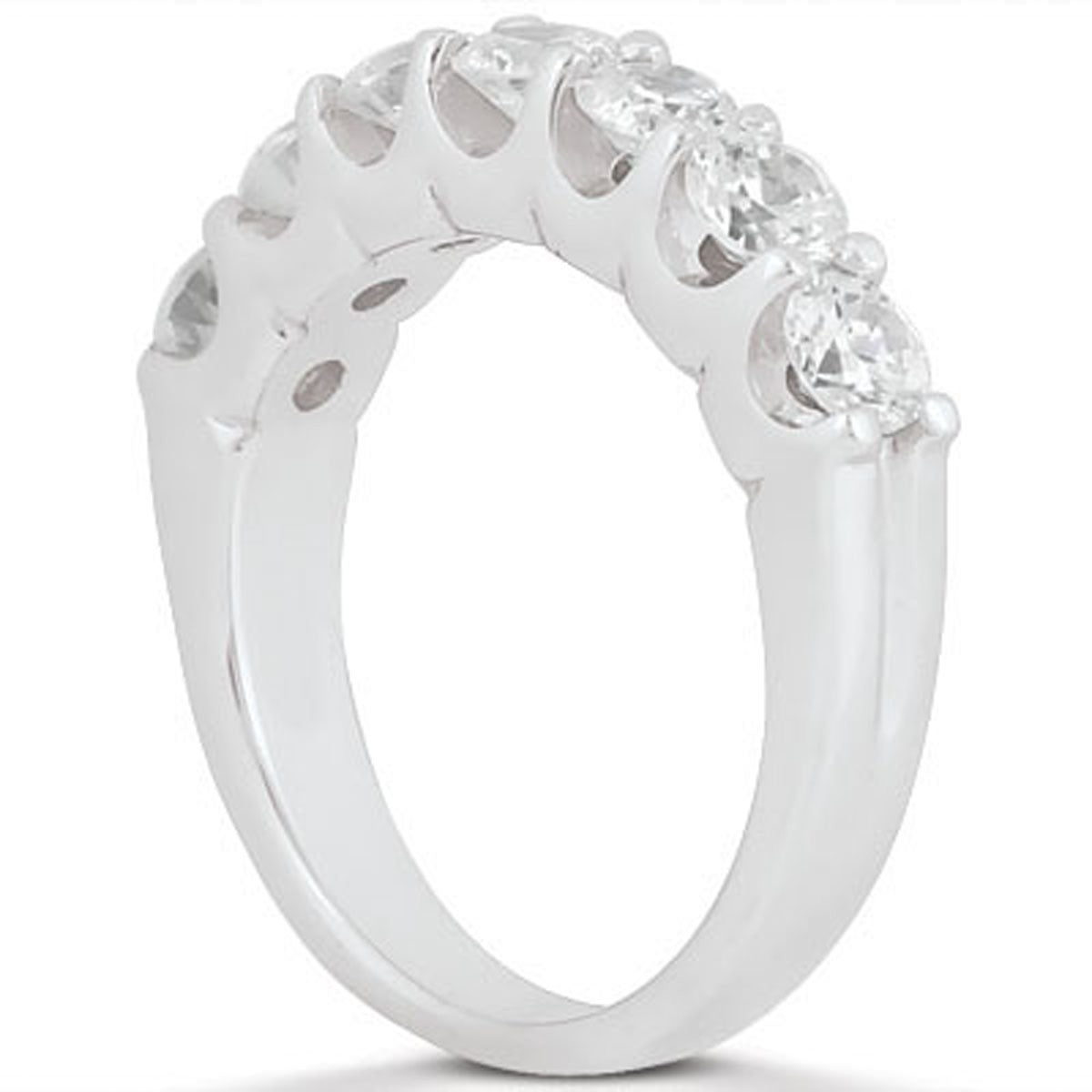 Seven Stone Scalloped Diamond Wedding Band in 14K White Gold | 1.05 Ct