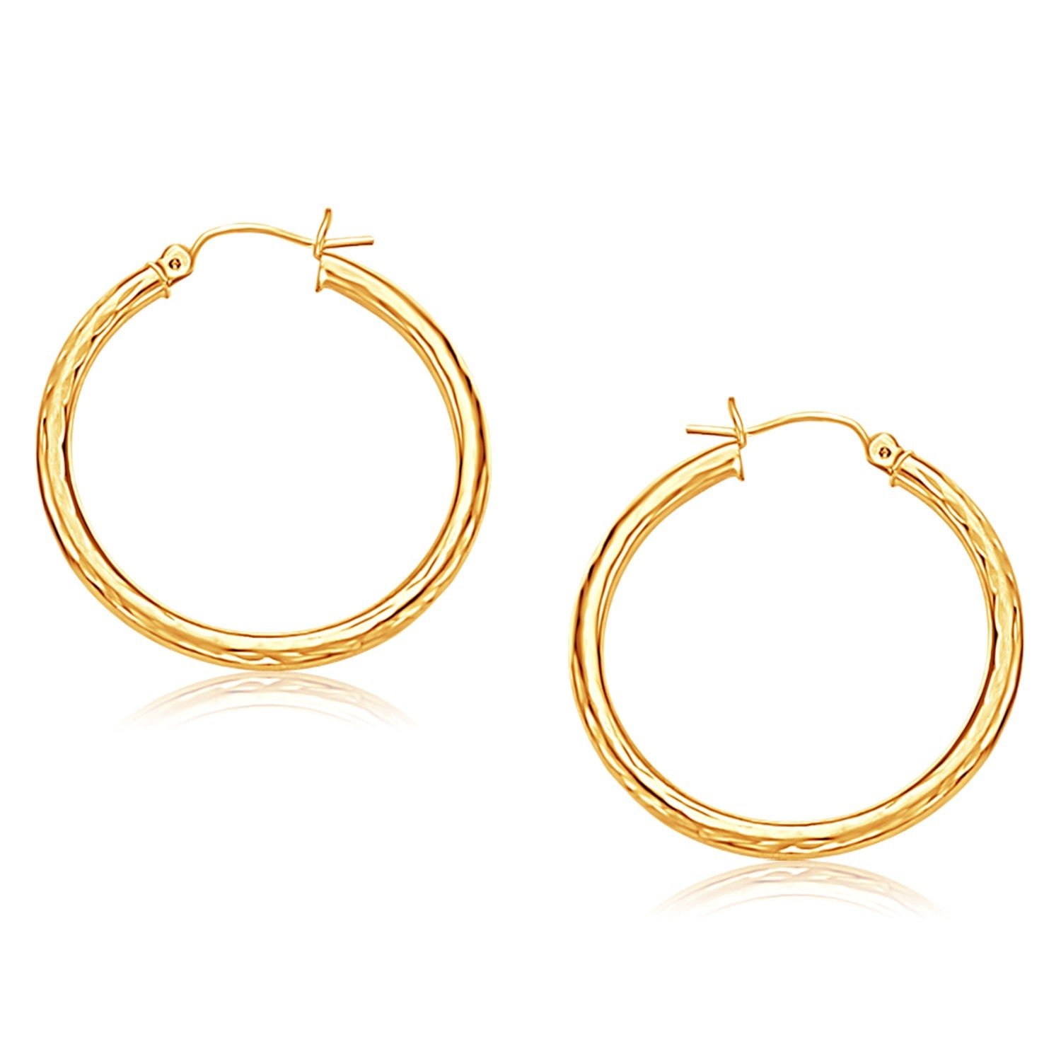 Diamond-Cut Hoop Earrings in 14K Yellow Gold | 30mm