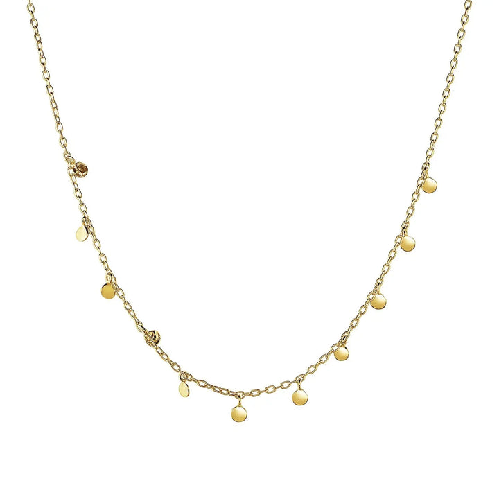 choker 14k gold chain necklace with dangling flat mini discs