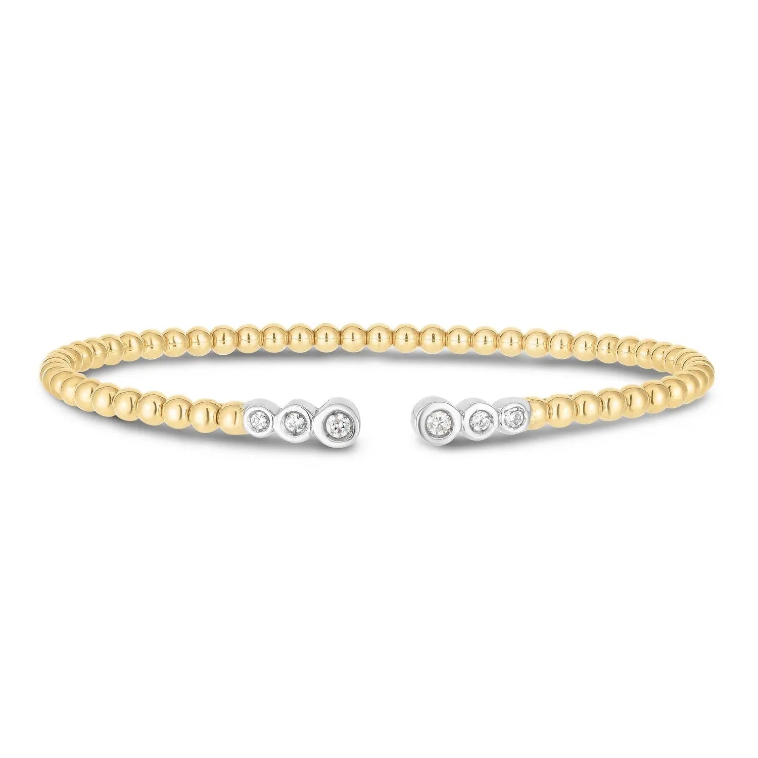14k Yellow Gold Palina Diamond Bead Bangle  Cuffs DEEVE