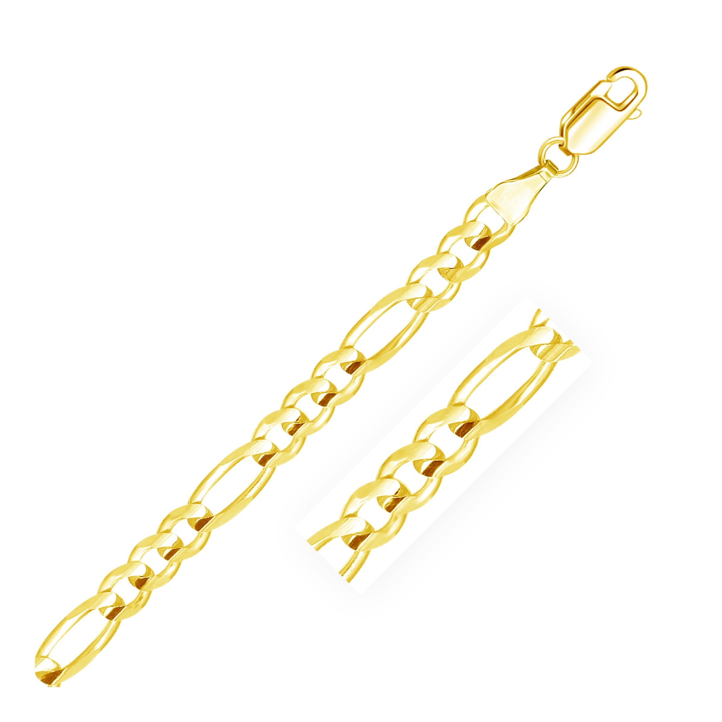 14K Gold Solid Figaro Chain Bracelet - 6.00 mm