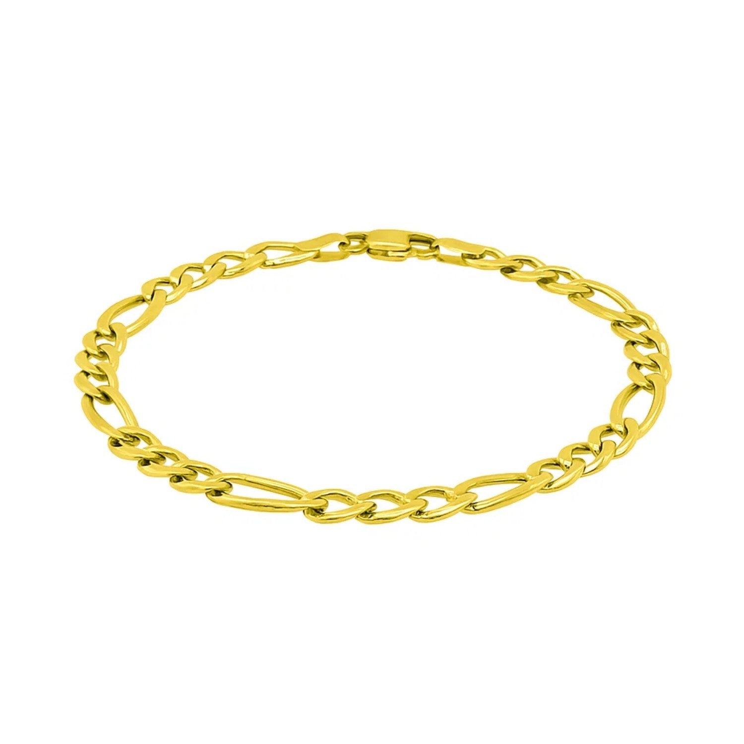 14K Gold Solid Figaro Chain Bracelet - 6.00 mm