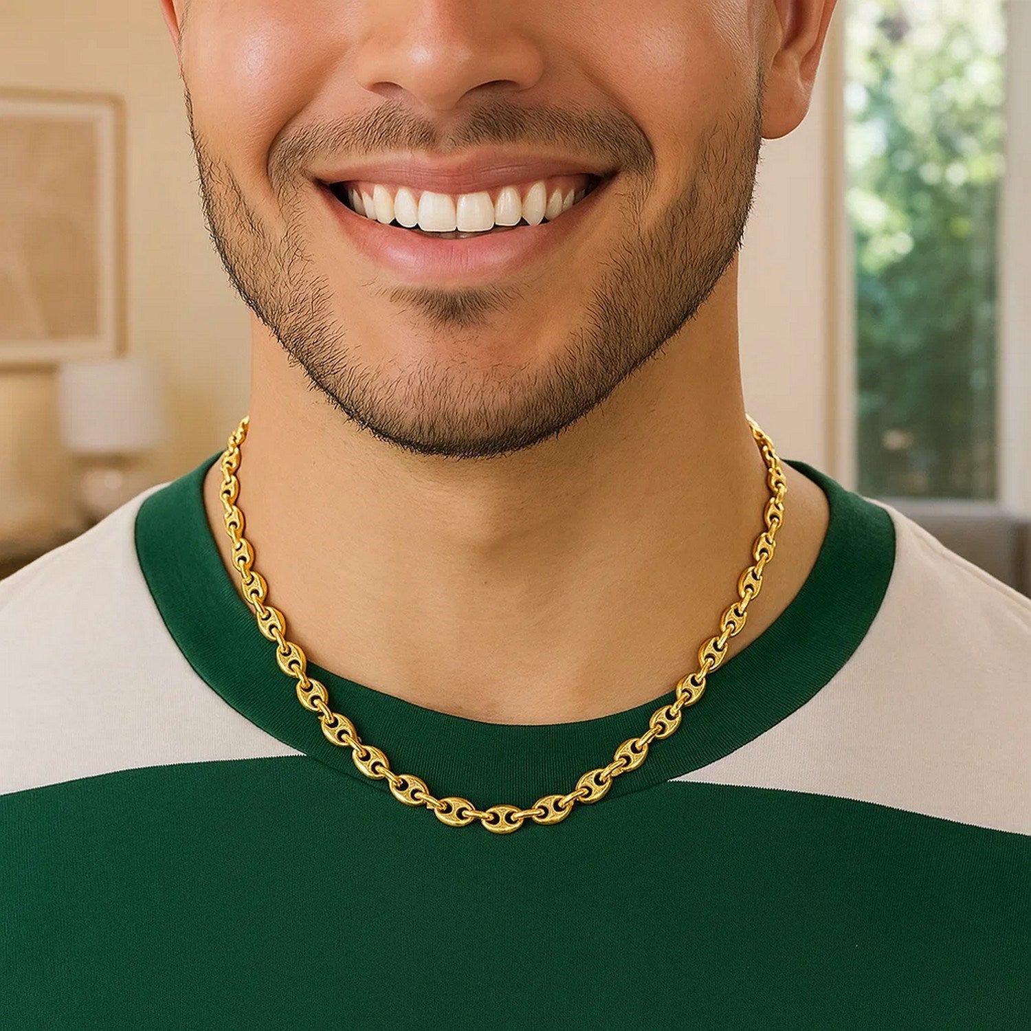 Puffed Mariner Link Chain Necklace in 14K Yellow Gold | 4.70mm