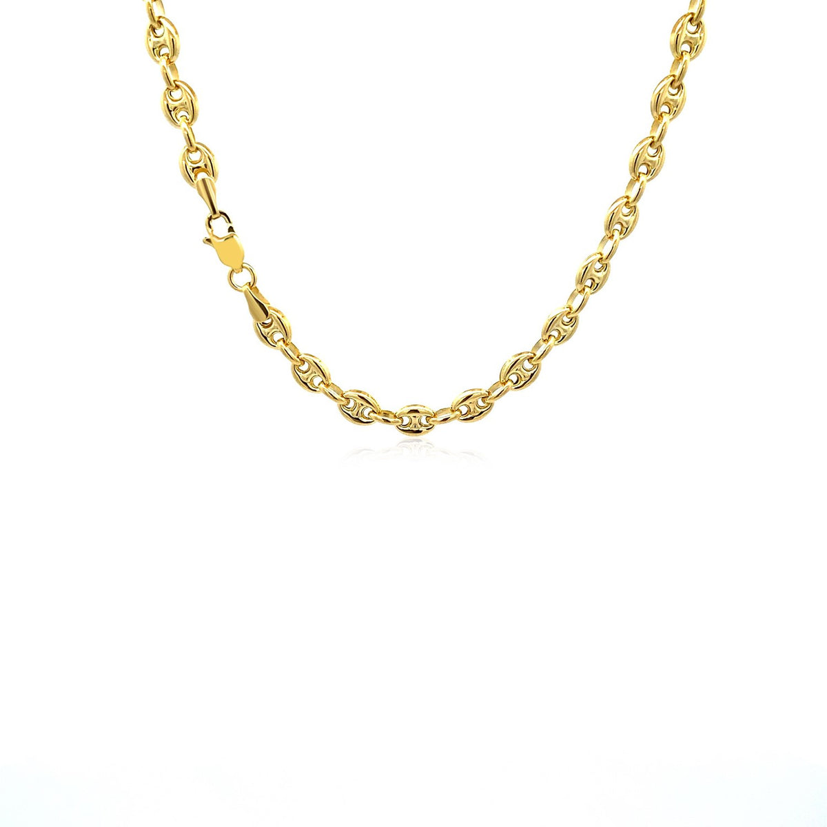 Puffed mariner link chain necklace in 14K yellow gold, 4.70mm