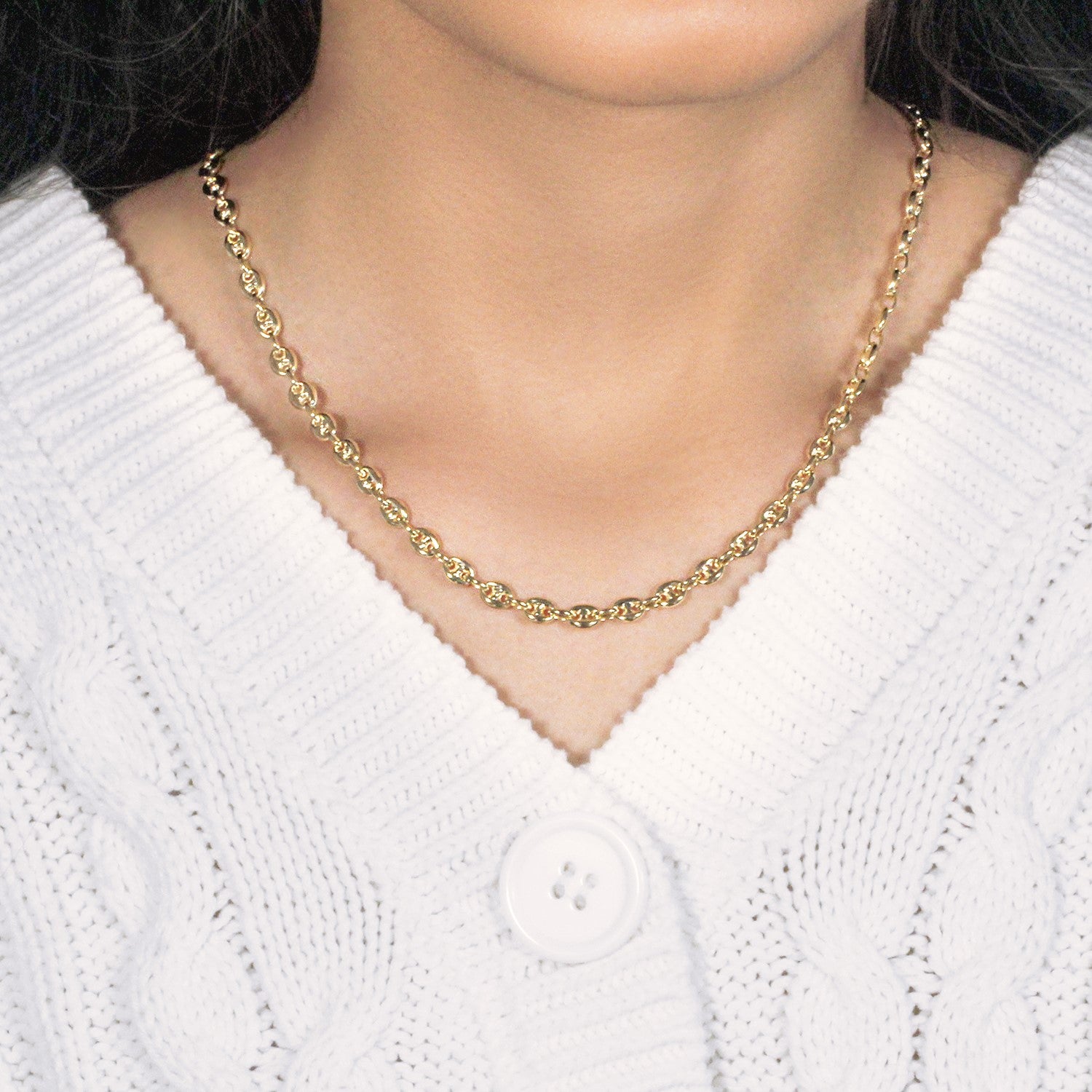 Puffed Mariner Link Chain Necklace in 14K Yellow Gold | 4.70mm