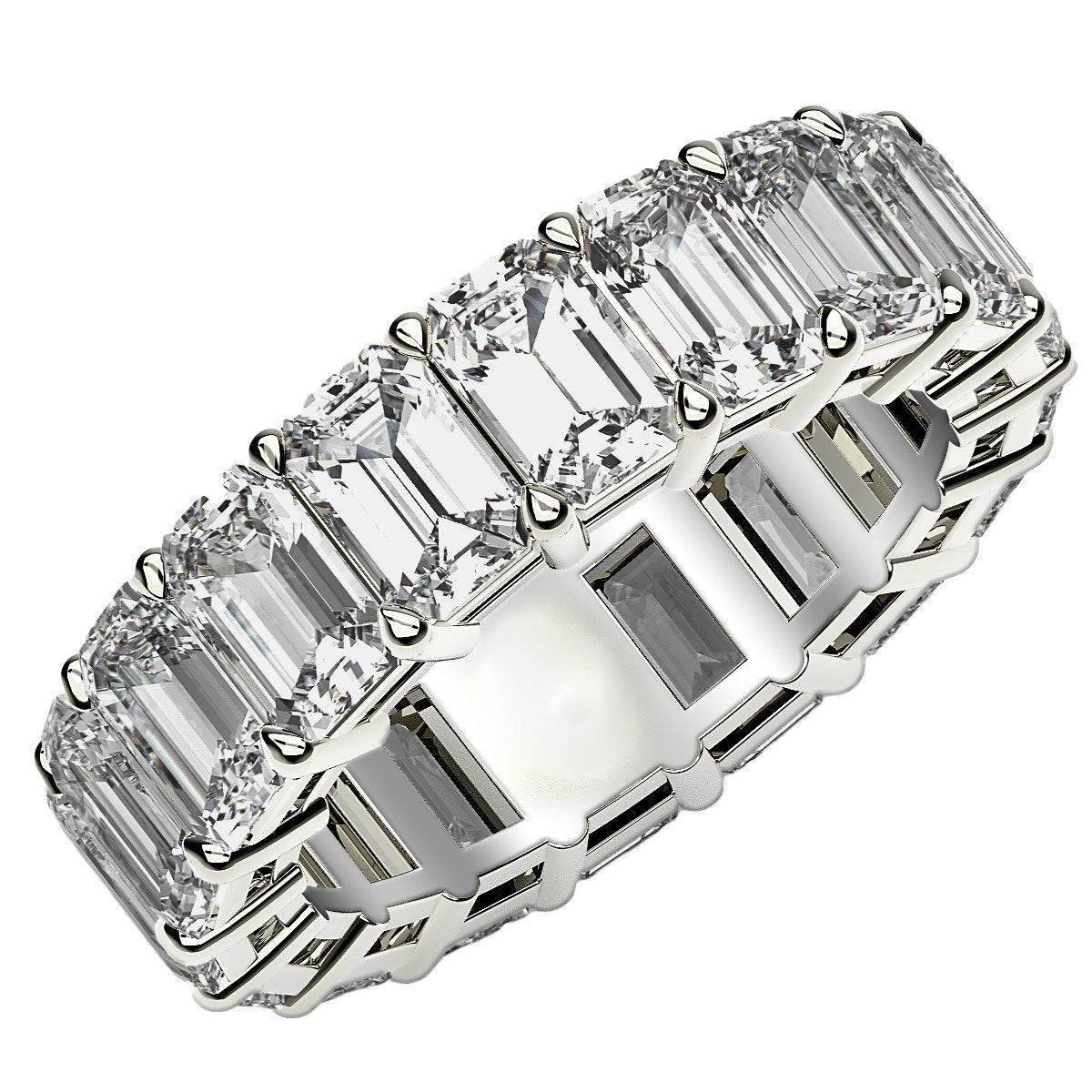 8.00 ct Emerald Cut Lab Grown Diamond Eternity Ring in 14K White Gold