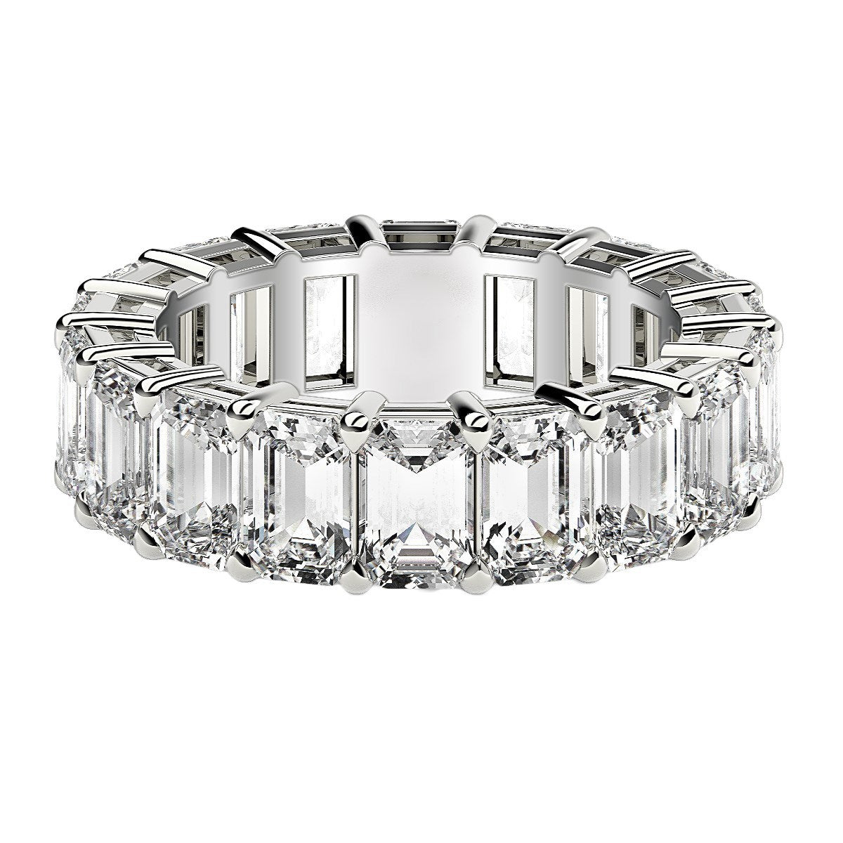 8.00 ct Emerald Cut Lab Grown Diamond Eternity Ring in 14K White Gold