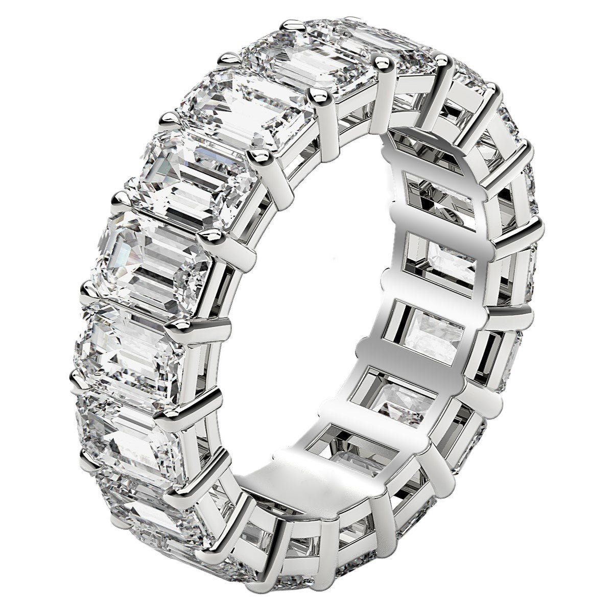 8.00 ct Emerald Cut Lab Grown Diamond Eternity Ring in 14K White Gold