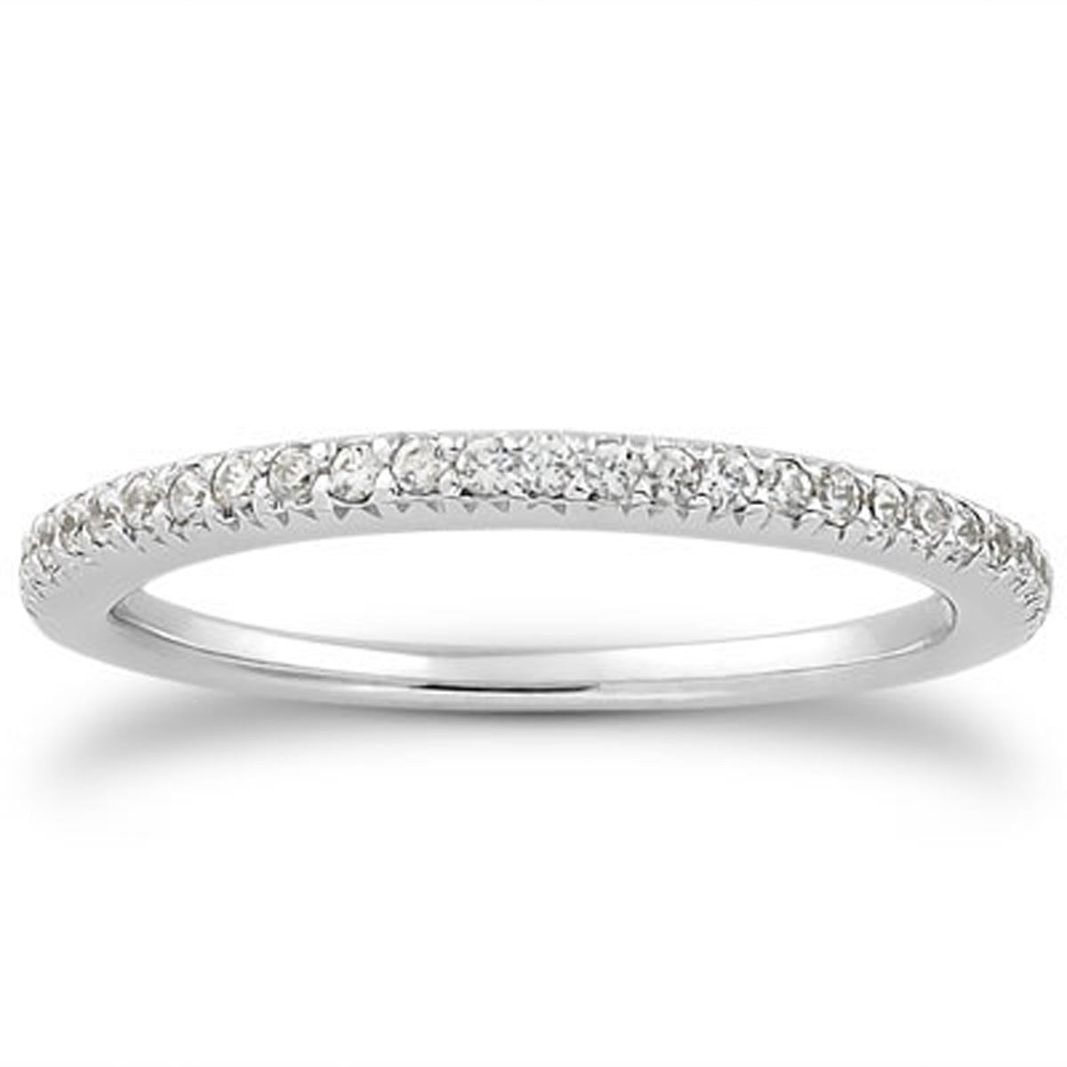 Pavé Diamond Wedding Band in 14K White Gold | Vintage Engraved