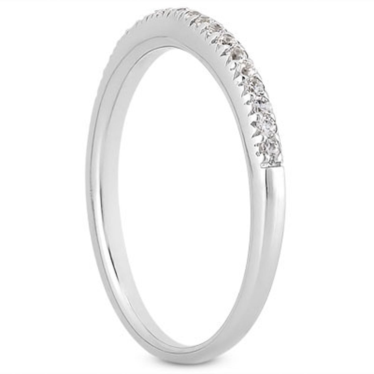 Pavé Diamond Wedding Band in 14K White Gold | Vintage Engraved
