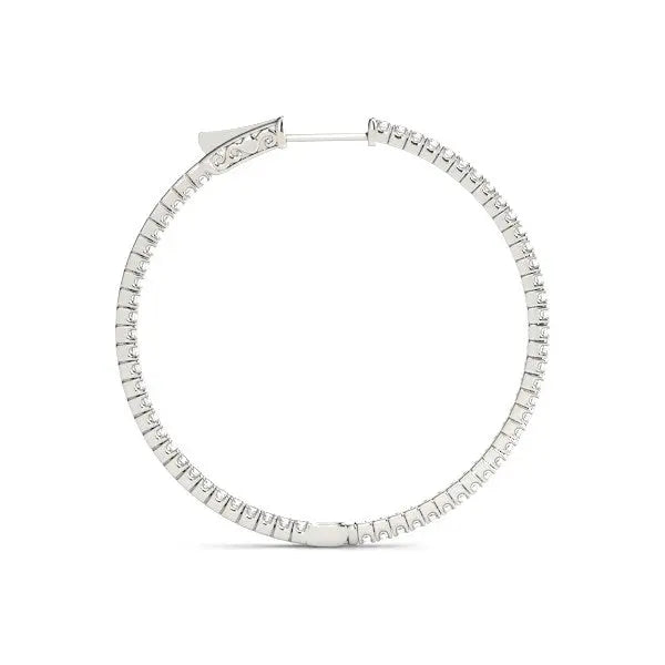 Slim Two Sided Diamond Hoop Earrings | 14K Gold  Hoop Earrings DEEVE