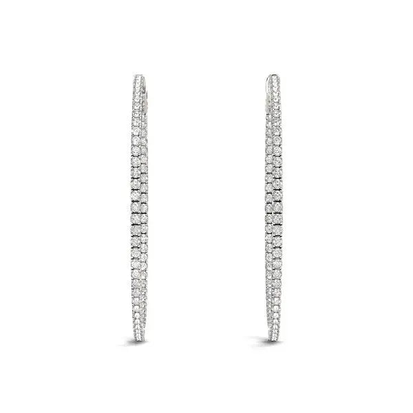 Slim Two Sided Diamond Hoop Earrings | 14K Gold  Hoop Earrings DEEVE