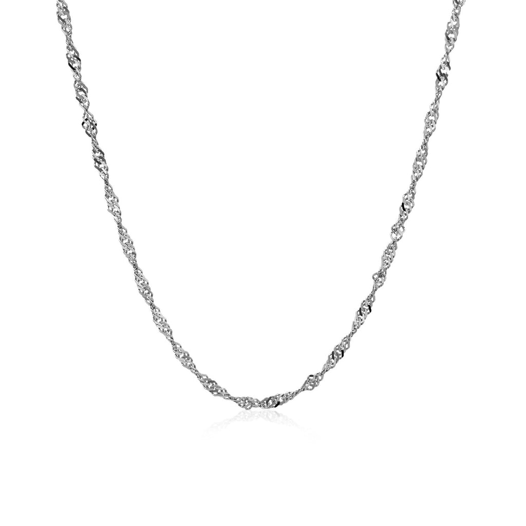 Singapore chain in 14K white gold hanging in a curve