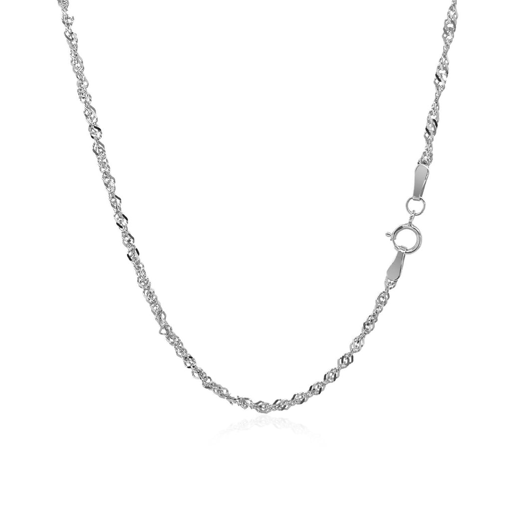 Singapore chain in 14K white gold with the clasp at the side