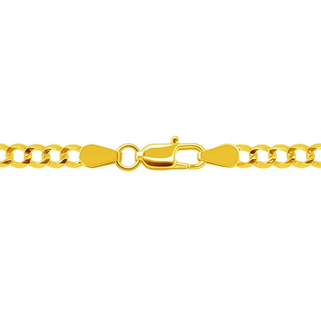 Lobster clasp on the 4.70mm curb chain in 14K yellow gold