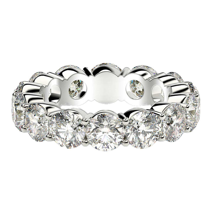 6.00ct Round Lab Grown Diamond Eternity Ring 14K White Gold — Top View, DEEVE