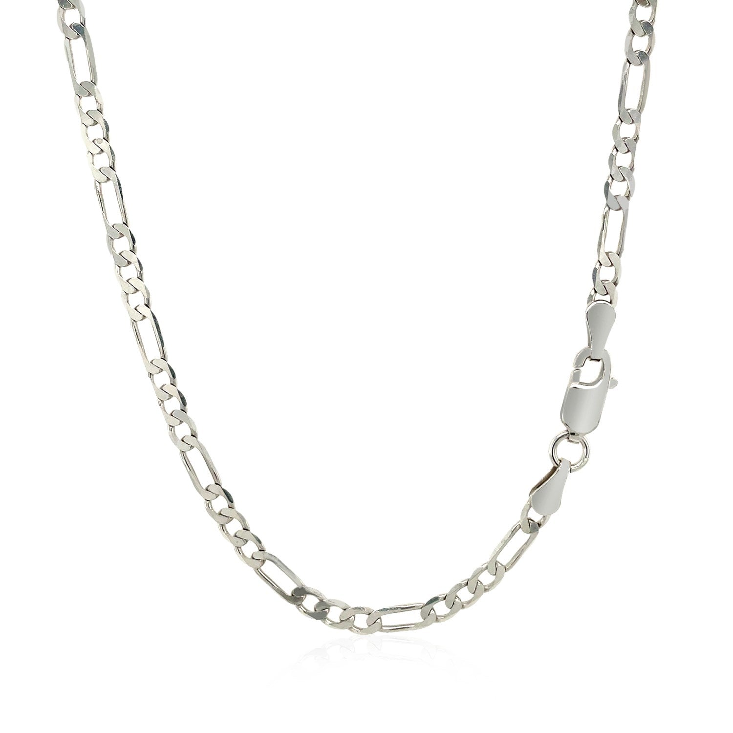 Solid Figaro chain necklace in 14K white gold, 3.00mm