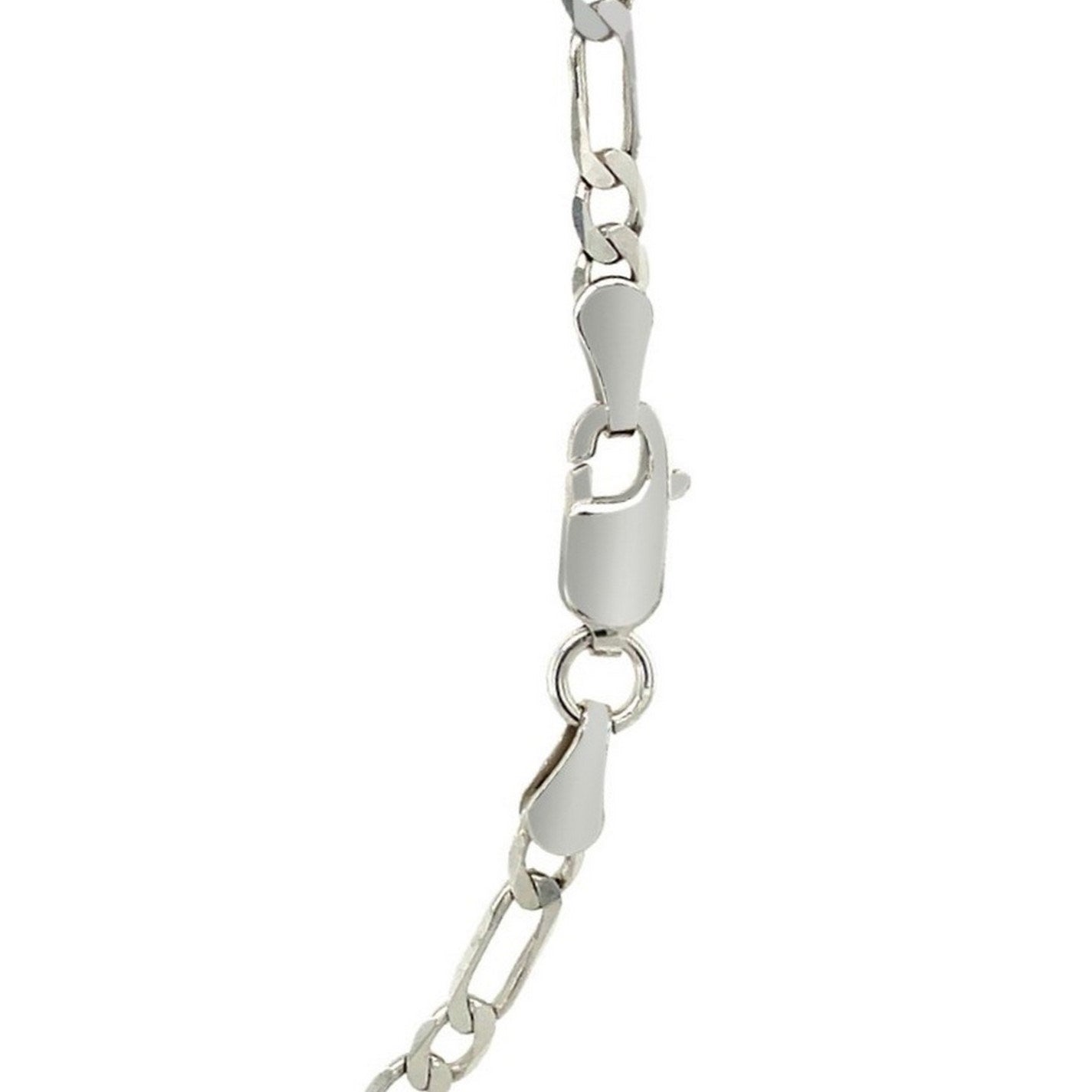 Solid Figaro chain necklace in 14K white gold, 3.00mm