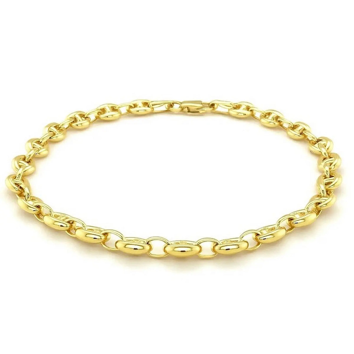 14K Yellow Gold Puffed Mariner Link Bracelet  Chain Bracelets DEEVE