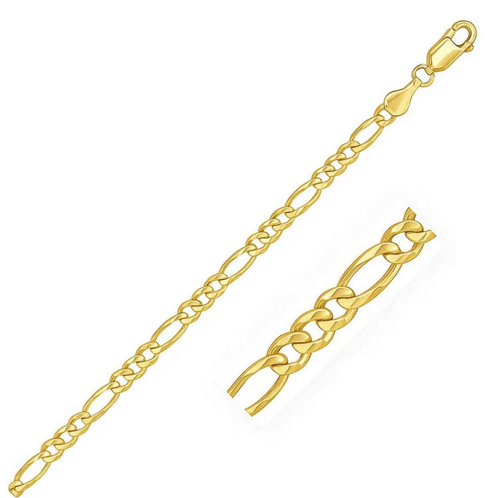 Solid Figaro chain necklace in 14K yellow gold, 4.50mm