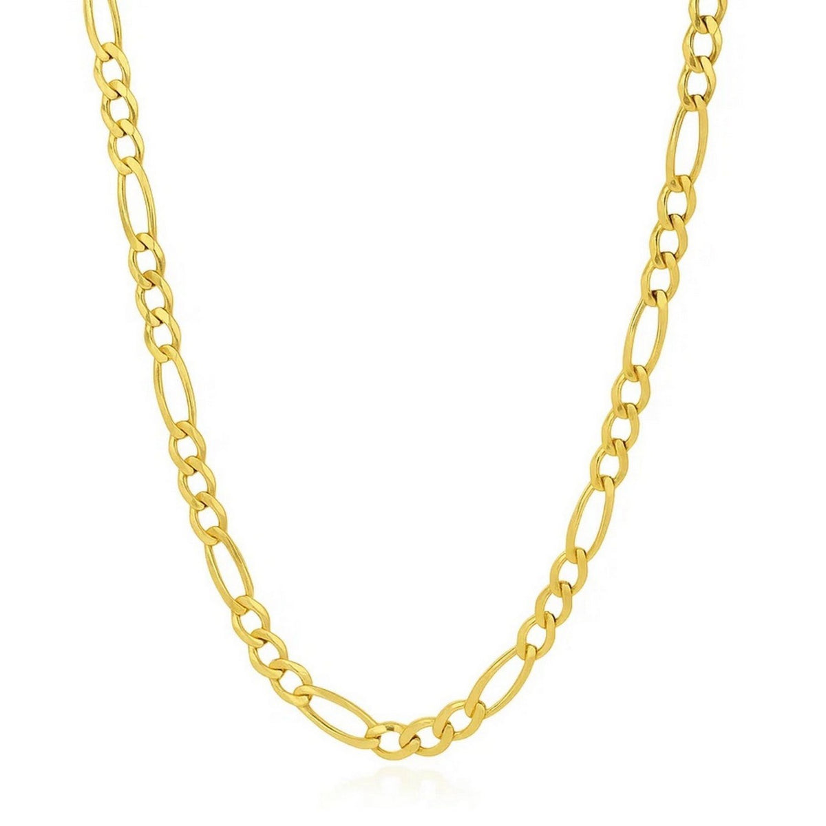 Solid Figaro Chain Necklace in 14K Gold | 4.50mm