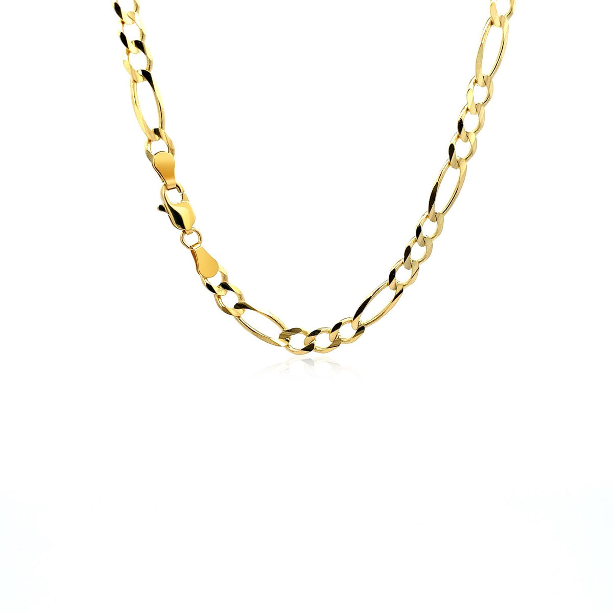 Solid Figaro Chain Necklace in 14K Gold | 4.50mm