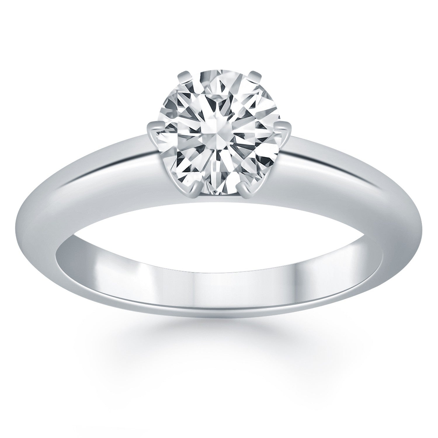 Round Cut Diamond Engagement Ring in 14K White Gold | Solitaire Cathedral | 0.50 ct