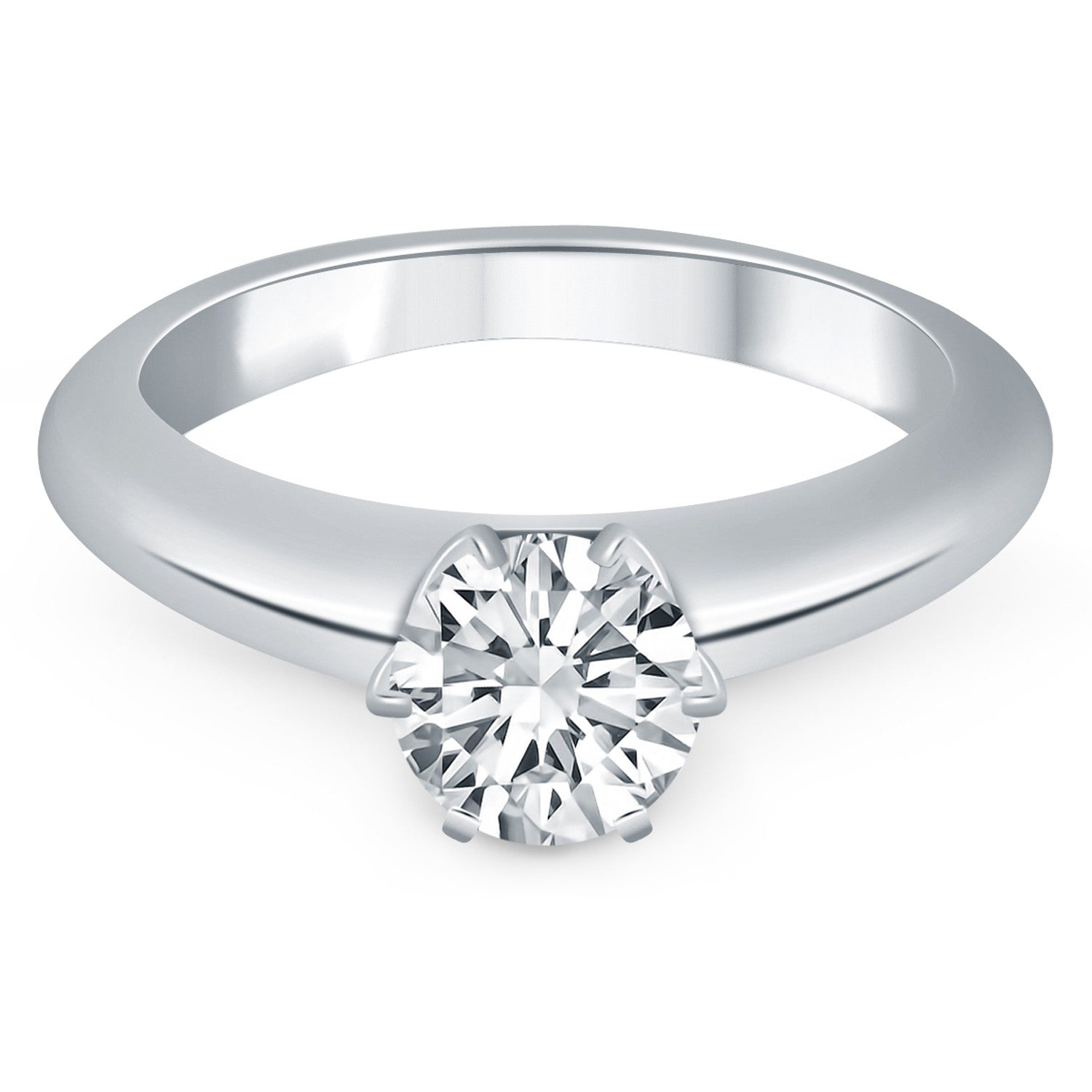 Round Cut Diamond Engagement Ring in 14K White Gold | Solitaire Cathedral | 0.50 ct