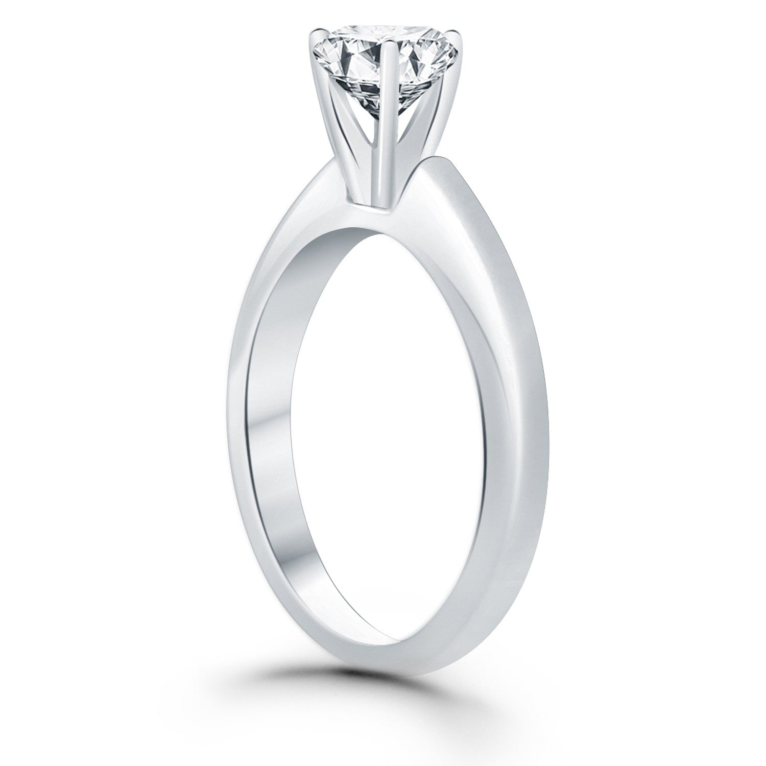 Round Cut Diamond Engagement Ring in 14K White Gold | Solitaire Cathedral | 0.50 ct