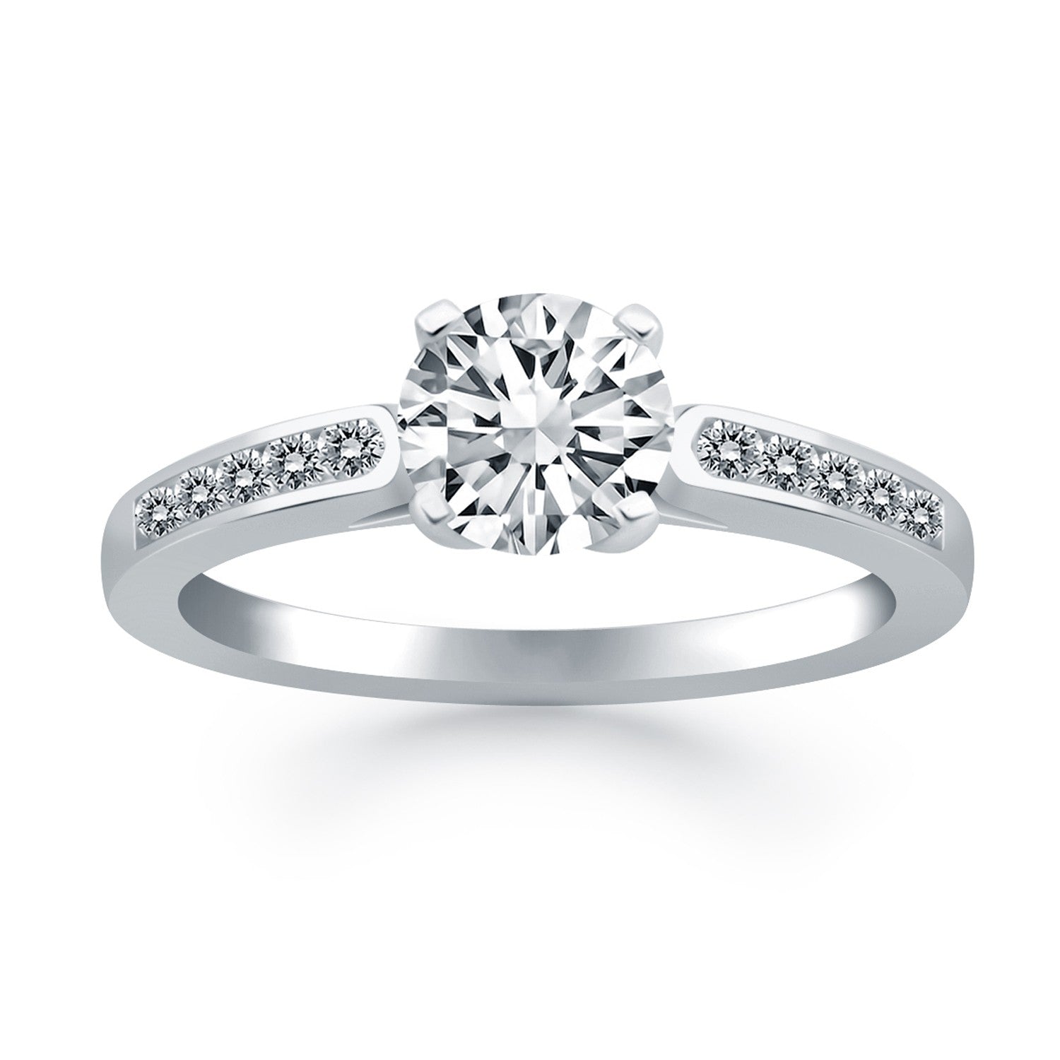 Cathedral Diamond Engagement Ring in 14K White Gold | 0.70 cttw